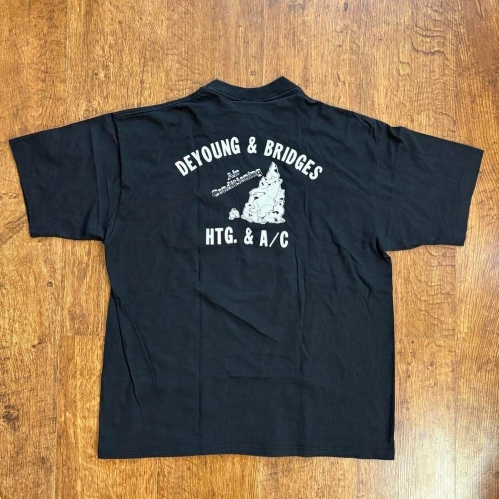 Vintage 90s? Black DeYoung & Bridges Heating and Air Conditioning graphic tee